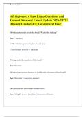 AZ Optometry Law Exam Questions and Correct Answers&sol; Latest Update 2026-2027 &sol; Already Graded A&plus; &vert; Guaranteed Pass&excl;&excl;