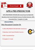 APEA Pre-Predictor & APEA 3P 2025&sol;2026 Actual Exam Prep  Questions with Correct Answers & Rationales &vert; Complete NP Board Exam Study Guide &vert;&vert;Complete A  Guide