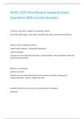NURS 3105 Final Review Jeopardy Exam Questions With Correct Answers