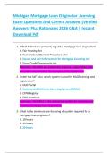 Michigan Mortgage Loan Originator Licensing  Exam Questions And Correct Answers &lpar;Verified  Answers&rpar; Plus Rationales 2026 Q&A &vert; Instant  Download Pdf