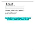 2025 AS Level Religious Studies H173&sol;02 Religion and ethics &lpar;Verified Question Paper With Mark Scheme Combined June 2025&rpar;