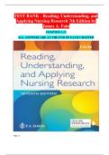 Reading&comma; Understanding&comma; and Applying Nursing Research&comma; 7th Edition &ndash; James A&period; Fain &vert; Complete Test Bank Chapters 1&ndash;15 with Answers Included