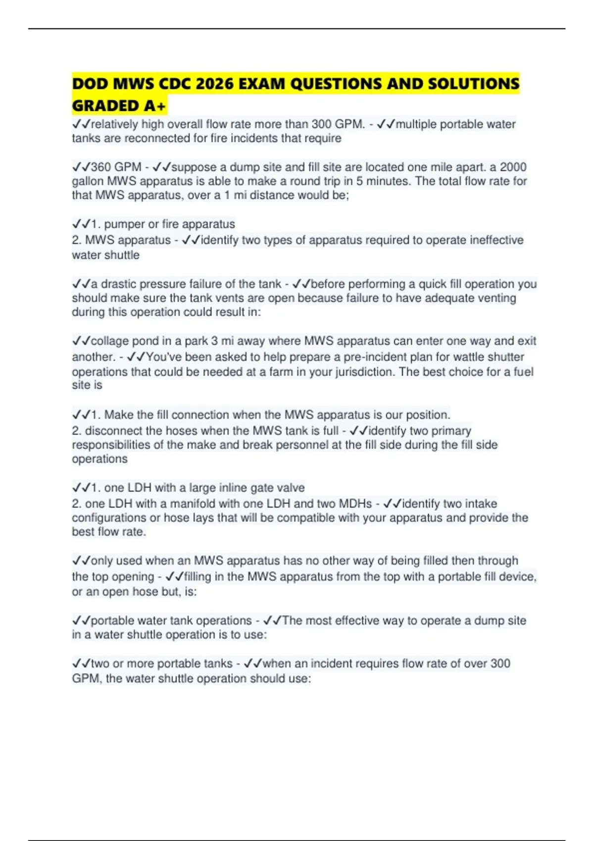 DOD MWS CDC 2026 EXAM QUESTIONS AND SOLUTIONS GRADED A+ - DOD MWS ...