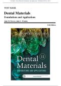 Test Bank - Dental Materials&colon; Foundations and Applications 11th Edition &lpar;Powers&comma; 2017&rpar; Chapter 1-15 &vert; All Chapters with Answers and Rationales