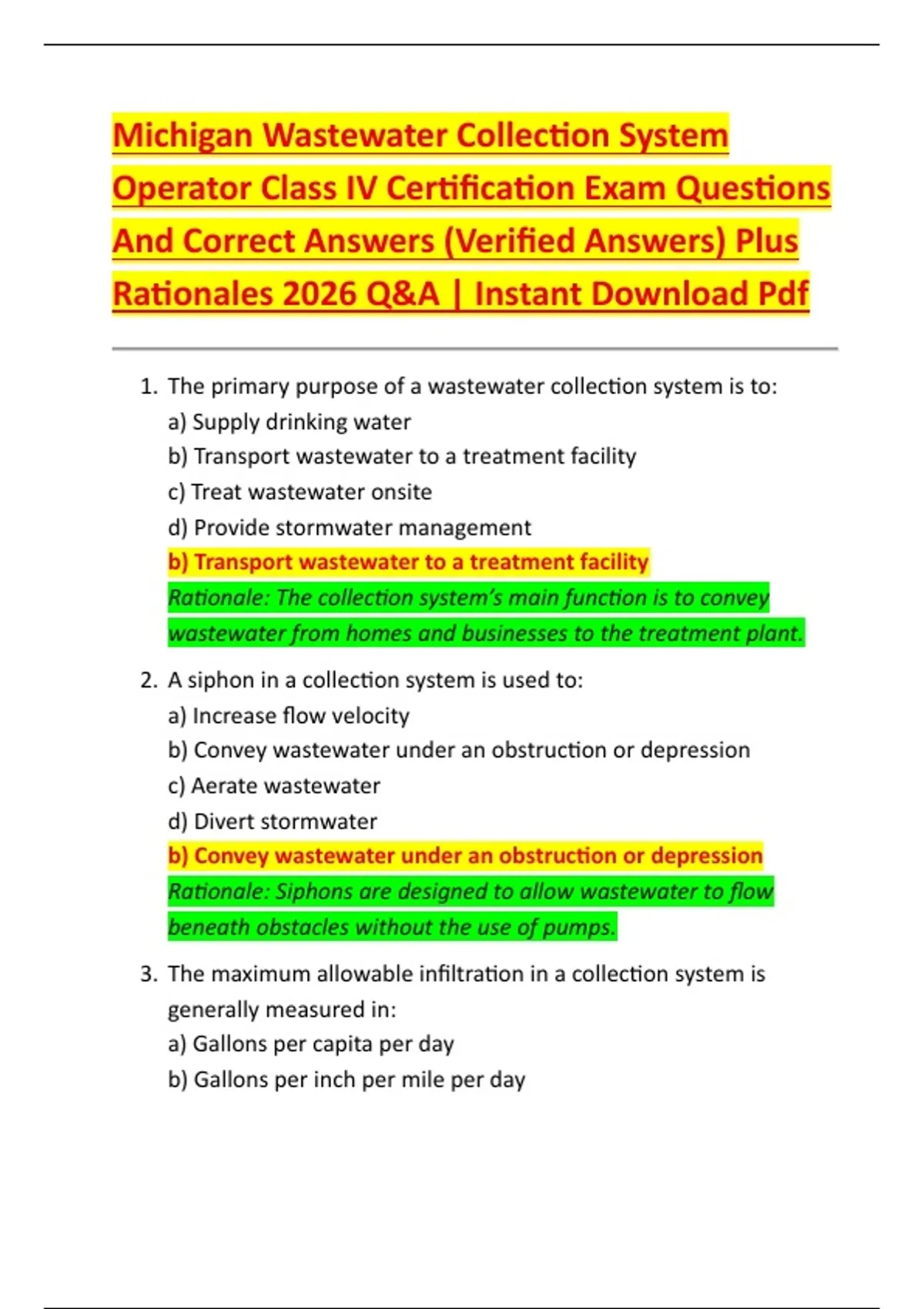 Collection System Operator Bundle for Michigan Wastewater Collection System Operator Class I ,II ...