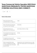 Texas Commercial Vehicle Operation 2025 EXAM QUESTIONS &vert;FREQUENTLY TESTED QUESTIONS &vert;&vert;VERIFIED SOLUTIONS &lpar;100&percnt; CORRECT&rpar;