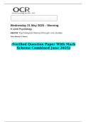 2025 A Level Psychology H567&sol;02 Psychological themes through core studies &lpar;Verified Question Paper With Mark Scheme Combined June 2025&rpar;