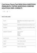 CAA Drone Theory Test  &vert;2026 EXAM QUESTIONS &vert;FREQUENTLY TESTED QUESTIONS &vert;&vert;VERIFIED SOLUTIONS &lpar;100&percnt; CORRECT&rpar; 