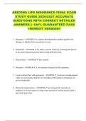 ARIZONA LIFE INSURANCE FINAL EXAM  STUDY GUIDE 2026&sol;2027 ACCURATE  QUESTIONS WITH CORRECT DETAILED  ANSWERS &vert;&vert; 100&percnt; GUARANTEED PASS  <NEWEST VERSION> 