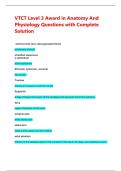 VTCT Level 3 Award in Anatomy And Physiology Questions with Complete Solution