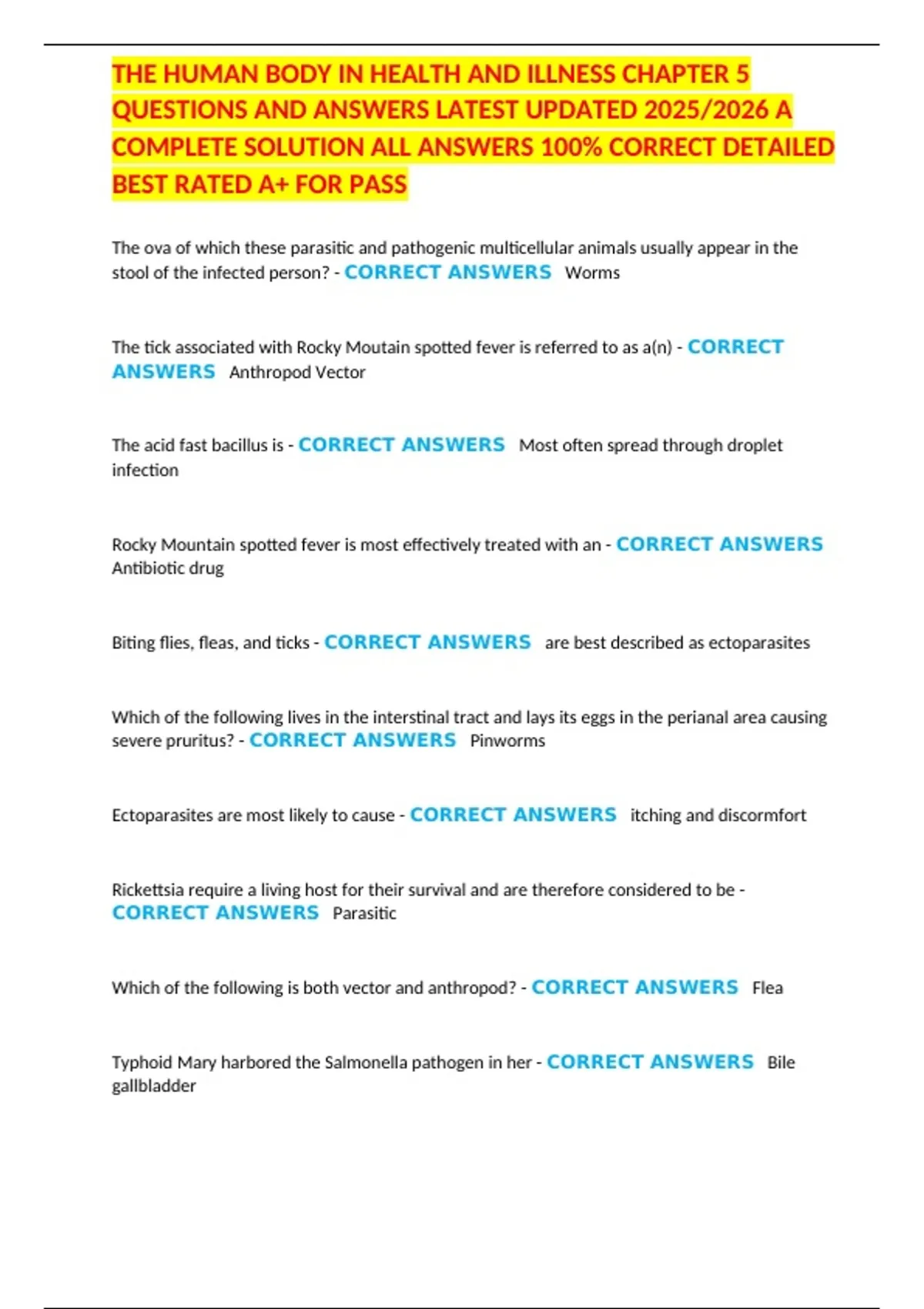 THE HUMAN BODY IN HEALTH AND ILLNESS CHAPTER 5 QUESTIONS AND ANSWERS ...