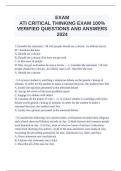 ATI Critical Thinking Exam &ndash; Practice Questions&comma; Answer Rationales & Study Guide
