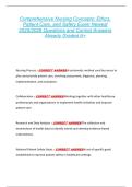 Comprehensive Nursing Concepts&colon; Ethics&comma;  Patient Care&comma; and Safety Exam Newest  2025&sol;2026 Questions and Correct Answers  Already Graded A&plus; 