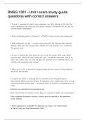 RNSG 1301 - Unit I exam study guide questions with correct answers