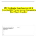 FNP Certification Exam Questions with all Correct & 100&percnt; Verified Answers &vert;Guaranteed to Pass &vert;Already Graded A&plus;