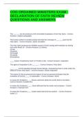 COG ORDAINED MINISTERS EXAM - DECLARATION OF FAITH REVIEW QUESTIONS AND ANSWERS