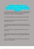 Designing Instruction and Assessment to Promote Student Learning Questions with Accurate Answers