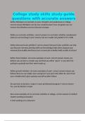 College study skills study-guide questions with accurate answers