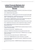 Latest Financial Markets And  Institutions 2026&sol;2027 Exam  Review