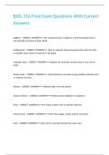 BIOL 316 Final Exam Questions With Correct Answers