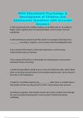 WGU Educational Psychology & Development of Children and Adolescents Questions with Accurate Answers