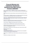 Financial Markets And  Institutions Test Review  Questions And 100&percnt; Correct  Answers 2026&sol;2027 