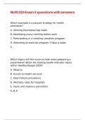 NUR 222 Exam 2 questions with answers