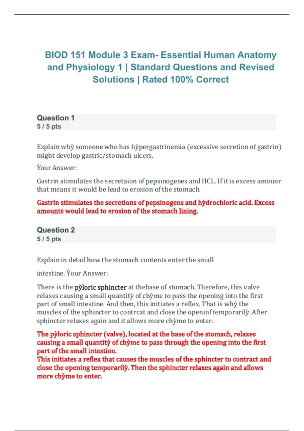 BIOD 151 Module 3 Exam – Essential Human Anatomy and Physiology I ...