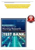 Burns and Grove&rsquo;s The Practice of Nursing Research &lpar;9th Edition&rpar; by Gray &ndash; Complete Test Bank All Chapters with Questions and Answers