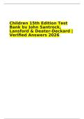 Children 15th Edition Test Bank by John Santrock&comma; Lansford & Deater-Deckard &vert; Verified Answers 2026