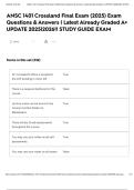 ANSC 1401 Crossland Final Exam &lpar;2025&rpar; Exam Questions & Answers &vert; Latest Already Graded A&plus; UPDATE 2025&vert;2026&excl;&excl; STUDY GUIDE EXAM