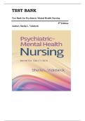 Test Bank for Psychiatric-Mental Health Nursing Ninth&comma; North American Edition by SHEILA L&period; VIDEBECK &vert;ISBN&colon; 9781975184773&vert; Guide A&plus;