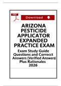 Arizona Pesticide Applicator Comprehensive Practice Exam Questions And Correct Answers &lpar;Verified Answers&rpar; Plus Rationales 2026