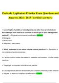 Pesticide Applicators Practice Exam Questions and Answers 2024 - 2025 &lpar;Verified Answers&rpar;