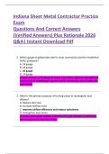 Indiana Sheet Metal Contractor Practice  Exam  Questions And Correct Answers  &lpar;Verified Answers&rpar; Plus Rationale 2026  Q&A&vert; Instant Download Pdf  