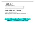 2025 A Level Physical Education H555&sol;01 Physiological factors affecting performance  &lpar;Verified Question Paper With Mark Scheme Combined June 2025&rpar;