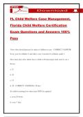 FL Child Welfare Case Management&comma; Florida Child Welfare Certification Exam Questions and Answers 100&percnt; Pass