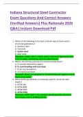 Indiana Structural Steel Contractor  Exam Questions And Correct Answers  &lpar;Verified Answers&rpar; Plus Rationale 2026  Q&A&vert; Instant Download Pdf 