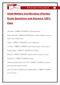 Child Welfare Certification &lpar;Florida&rpar; Exam Questions and Answers 100&percnt; Pass