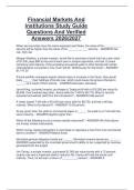 Financial Markets And  Institutions Study Guide  Questions And Verified  Answers 2026&sol;2027 