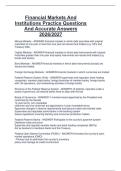 Financial Markets And  Institutions Practice Questions  And Accurate Answers  2026&sol;2027 