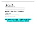 2025 A Level Music H543&sol;05 Listening and appraising&lpar;Verified Question Paper With Mark Scheme Combined June 2025&rpar;