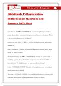Nightingale Pathophysiology Midterm Exam Questions and Answers 100&percnt; Pass