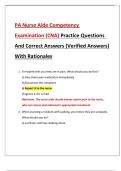 PA Nurse Aide Competency Examination &lpar;CNA&rpar; Practice Questions And Correct Answers &lpar;Verified Answers&rpar; With Rationales 2026