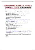 Adult Family Home &lpar;AFH&rpar; Test Questions And Correct Answers With Rationales 