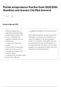 Florida Jurisprudence Practice Exam 2025&sol;2026 Questions and Answers &lpar;Verified Answers&rpar;