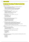 TEST BANK  For Evolutionary Psychology 6th Edition by David Buss &comma; All Chapters 