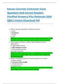 Kansas Concrete Contractor Exam  Questions And Correct Answers  &lpar;Verified Answers&rpar; Plus Rationale 2026  Q&A&vert; Instant Download Pdf 