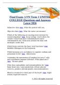 Final Exam- LVN Term 1 UNITEK  COLLEGE Questions and Answers  Latest 2026 