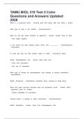 TAMU BIOL 319 Test 2 Cohn Questions and Answers Updated 2026